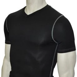 Compression Gear & Under Garments Smitty Black Compression Short Sleeve V-Neck Shirt
