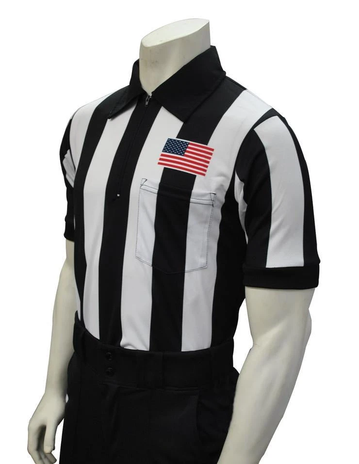 Smitty 2 1/4" Stripe Short Sleeve Football Shirt W/Flag Over Pocket 1 Smitty 2 1/4" Stripe Short Sleeve Football Shirt W/Flag Over Pocket