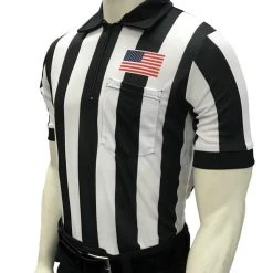 Smitty 2" Stripe Short Sleeve Football Shirt W/Flag Over Pocket