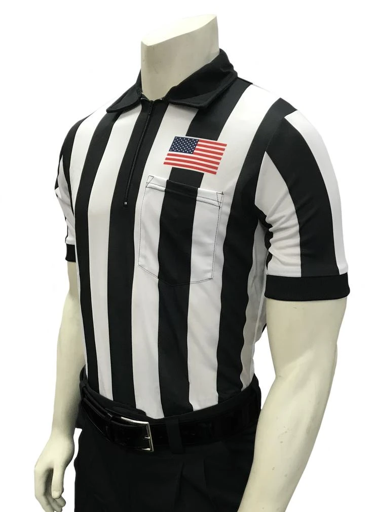 Smitty 2" Stripe Short Sleeve Football Shirt W/Flag Over Pocket 1 Smitty 2" Stripe Short Sleeve Football Shirt W/Flag Over Pocket